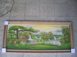 [ 丁銘畫廊 ] 五路財神-聚寶盆-聚財圖-靠山圖-光芒有朝氣-步步高升事事有出路-純手工畫油畫原作品-含框價格-大尺寸 歷史價格詳細信息