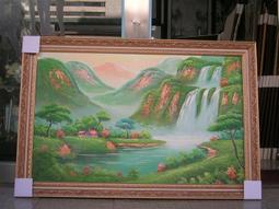 [ 丁銘畫廊 ] 五路財神-聚寶盆-聚財圖-靠山圖-光芒有朝氣-步步高升事事有出路-純手工畫油畫原作品-含框價格-大尺寸 歷史價格詳細信息