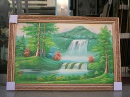 [ 丁銘畫廊 ] 五路財神-聚寶盆-聚財圖-靠山圖-光芒有朝氣-步步高升事事有出路-純手工畫油畫原作品-含框價格-大尺寸 歷史價格詳細信息