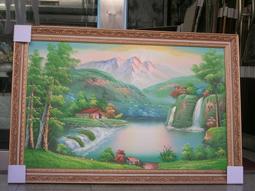 [ 丁銘畫廊 ] 五路財神-聚寶盆-聚財圖-靠山圖-光芒有朝氣-步步高升事事有出路-純手工畫油畫原作品-含框價格-大尺寸 歷史價格詳細信息