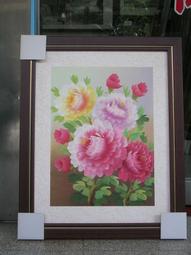 [ 丁銘畫廊 ] 牡丹花 - 花開富貴 - 鬱金香 - 花瓶 平安 富貴 - 純手工畫 - 油畫原作品 -含裱框價格 歷史價格詳細信息