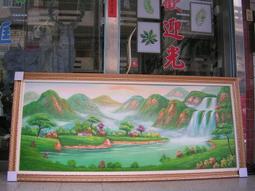 [ 丁銘畫廊 ] 五路財神-聚寶盆-聚財圖-靠山圖-光芒有朝氣-步步高升事事有出路-純手工畫油畫原作品-含框價格-大尺寸 歷史價格詳細信息