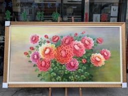 [ 丁銘畫廊 ] 牡丹花 - 花開富貴 - 鬱金香 - 花瓶 平安 富貴 - 純手工畫 - 油畫原作品 -含裱框價格 歷史價格詳細信息