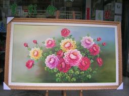 [ 丁銘畫廊 ] 牡丹花 - 花開富貴 - 鬱金香 - 花瓶 平安 富貴 - 純手工畫 - 油畫原作品 -含裱框價格 歷史價格詳細信息