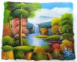 『府城畫廊-手繪油畫』歐風－山水畫－左流－筆法細膩－70x180－(可加框)－有實體店面，請看關於我聯繫－M98 歷史價格詳細信息