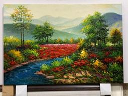 [ 丁銘畫廊 ] 風景畫 - 紅運當頭 畫刀 構圖 特殊 佳作 - 純手工畫 - 油畫原作品 直接掛 畫 歷史價格詳細信息