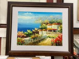 [ 丁銘畫廊 ] 地中海 - 刀畫 佳作 - 風景畫 - 純手工畫 -油畫原作品- 含裱框價格 歷史價格詳細信息