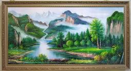 『府城畫廊-手繪油畫』山水畫－左流－畫風獨特－70x80－(含框價)－另有油畫國畫讓您挑選－有實體店面－ 歷史價格詳細信息