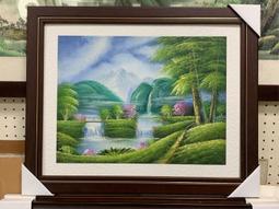 [ 丁銘畫廊 ] 雙層 進財圖-田園 黃金-靠山圖-步步高昇- 事事有出路-筆法細緻-純手工畫-油畫原作品-含框裱好價格 歷史價格詳細信息