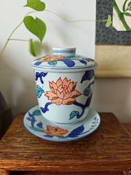 日本回流瓷器古董昭和時期精品京燒名家眉山作斗彩龍紋蓋碗茶碗，18733 歷史價格詳細信息