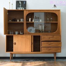 中古餐邊櫃實木櫻桃木藤編櫃日式小型客廳餐邊櫃儲物櫃餐廳碗櫃茶 歷史價格詳細信息