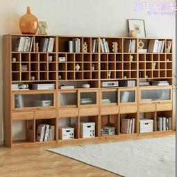 櫻桃木實木書櫃組合 北歐黒胡桃木收納儲物櫃 展示櫃中古書房櫃 歷史價格詳細信息