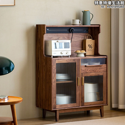 北歐黑胡桃木茶水櫃全實木置物櫃餐邊櫃簡約輕奢型極簡儲物櫃 歷史價格詳細信息