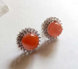 925銀針鑲嵌綠玉髓女款耳釘粉瑪瑙時尚玉石耳環送女友珠寶飾品 歷史價格詳細信息