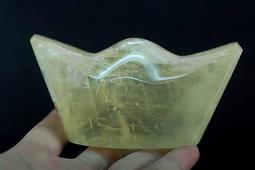 天然冰洲黃水晶元寶一只附座 =批貨武場=風水 優化[招財擺飾 開市 迎神 聚寶盆 辦公桌 貔貅 收銀機  五色石 宴王] 歷史價格詳細信息