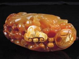 【聚能量】天然精雕正金橘滿絲銅順鈦晶神獸貔貅,玻璃淨透晶體,效應佳。有墬孔 36.45mm/20.6gm。03788 歷史價格詳細信息