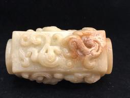 {水噹噹有夠豪}~漢戰國高古玉 石灰沁 饕餮紋玉琮~特價七天 歷史價格詳細信息