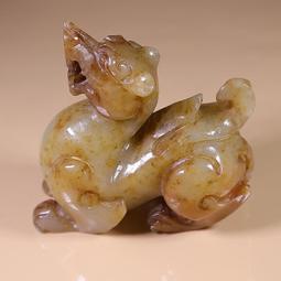 免運費 和闐玉和田玉籽料原皮飄金絲䝛貅項鍊吊墜一雙～大～H 玉體溫潤  小巧精緻 歷史價格詳細信息