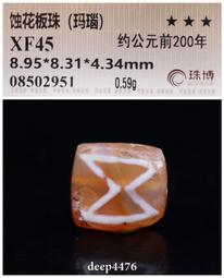 古絲路戰漢時期一線藥師剁珠（纏絲瑪瑙），精美藍沁，珠博公司評3817 歷史價格詳細信息