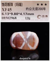 古絲路戰漢時期一線藥師剁珠（纏絲瑪瑙），精美藍沁，珠博公司評3817 歷史價格詳細信息