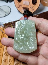 和闐青玉牌 玉珮 觀音 水料 老綠檀木項鍊 歷史價格詳細信息