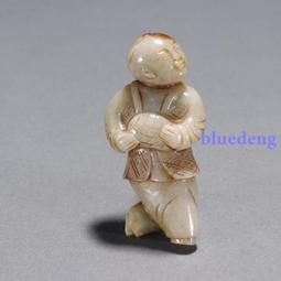 清代和田玉童子，童子執蓮，和田籽料青白玉，摩合羅化身，活潑可15074 歷史價格詳細信息