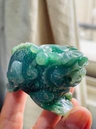 冰膠湖綠色飄藍花翡翠珠珠  尺寸卡9.08完美無紋裂種老水長冰潤起膠感 翡翠 飾品 收藏【二手】【微淵古董】-662 歷史價格詳細信息