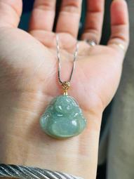 天然a貨翡翠深油綠佛公彌勒佛吊墜S925銀鑲項鍊玉石掛件女款  珠寶店不開了優惠價出 附帶 歷史價格詳細信息