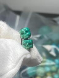 原礦綠松石高瓷長桶珠一顆9/17另一顆10/20毫米，純天然16523 歷史價格詳細信息