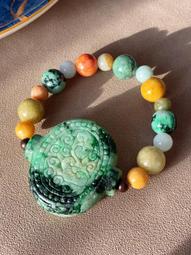 福利！老料特色黃加綠翡翠桶珠手串180127548 歷史價格詳細信息