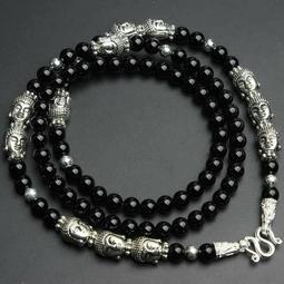 「還願佛牌」泰國 佛牌 鏈 串珠款 項鍊 單掛 經典 鏈子 黑瑪瑙 三掛 6 mm 銀 歷史價格詳細信息