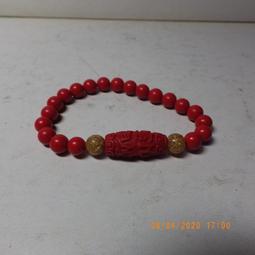 紫晶宮***台灣天然硃砂手鍊手串 天然硃砂6mm108念珠搭配金箔***品質保證 歷史價格詳細信息