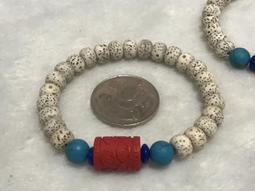 硃砂供星月108菩提子 手串高拋玻璃光鑲嵌萬字綠松石男女單圈手鍊-玲瓏心飾 歷史價格詳細信息