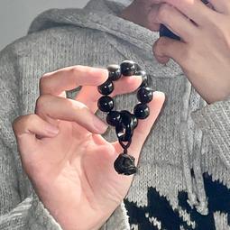 黑曜石醒獅文玩手持跑環流蘇十八子繞指念珠日常百搭沉心靜氣手串 歷史價格詳細信息