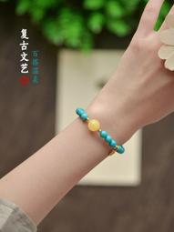 綠松石手串女士盤玩冷門文玩盤珠天然原礦高瓷素串手鏈高級感蘭馨~晴天 歷史價格詳細信息