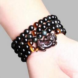 天然彩虹眼黑曜石佛珠手鍊108顆手串加葫蘆貔貅中國結男女款6-8mm 歷史價格詳細信息