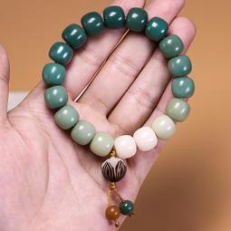 天然綠皮風化綠色陰皮菩提根手串108顆 菩提子文玩佛珠念珠項鏈 歷史價格詳細信息