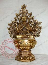 《準提佛母》準提菩薩/藏傳老佛像/密宗/ 銅鎏金/高約16寬11厚8.5cm,小尊精緻（約手掌內大小），雕工精細 歷史價格詳細信息