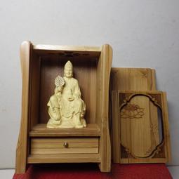 紫晶宮**精品隨身佛龕 黃楊木土地公木雕佛像**盒子10.8釐米*7.6釐米*5.2釐米 歷史價格詳細信息
