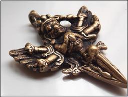 大鵬金翅鳥西藏佛具法器純銅鍍金穢跡金剛橛金剛杵 帶底座 歷史價格詳細信息