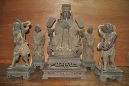 古董老件木雕湄洲三媽媽祖高50長28寬24公分千里眼順風耳高40長16寬15公分 歷史價格詳細信息