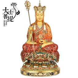 純銅彩繪地藏王菩薩家裏供奉地藏王菩薩像全佛娑婆三聖佛像擺件 歷史價格詳細信息