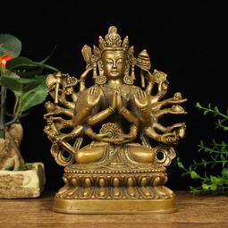 準提佛母像擺件 龍座準提鏡純銅合金 佛堂法器寶鏡家居莊嚴供具 歷史價格詳細信息