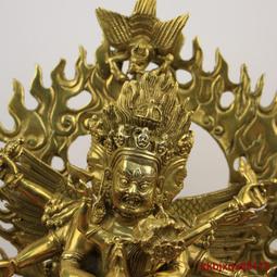 藏傳佛教護法神像大威德能怖金剛不共護法閻魔法王實心黃銅小佛像 歷史價格詳細信息