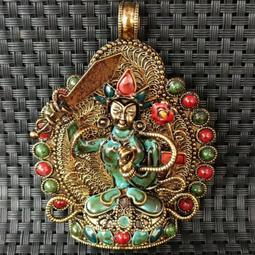 尼泊爾文殊菩薩佛像7寸純銅鎏銀密宗居家文殊菩薩 歷史價格詳細信息