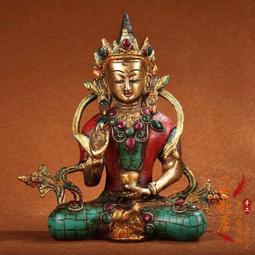 純銅白度母菩薩佛像擺件 尼泊爾居家客廳藏傳觀音供奉鎏金工藝品 歷史價格詳細信息