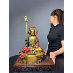 純銅彩繪地藏王菩薩家裏供奉地藏王菩薩像全佛娑婆三聖佛像擺件 歷史價格詳細信息