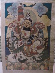 [ 廣緣-唐卡 ] (10) 織錦唐卡  財寶天王掛軸  **可議價** 價格比較,價格查詢,歷史價格詳細信息