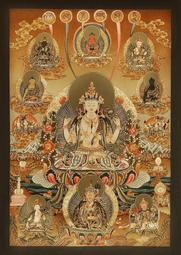 佛畫佛像唐卡 佛教佛陀畫像殊勝四臂觀音畫像圖掛畫 相紙雙面塑封水晶擺臺相框 歷史價格詳細信息