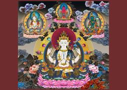 佛畫佛像唐卡 四臂觀音畫像2  相紙塑封 觀音菩薩佛像畫  手工制作唐卡結緣 歷史價格詳細信息